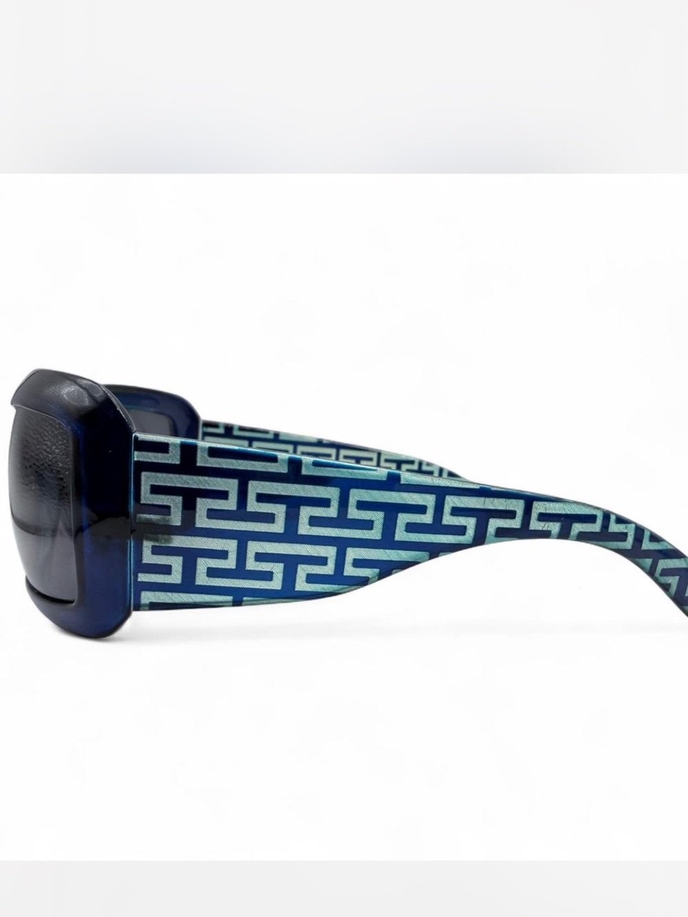 Vintage Y2K Blue Geometric Oversized Sunglasses Designer Inspired - Picture 2 of 7
